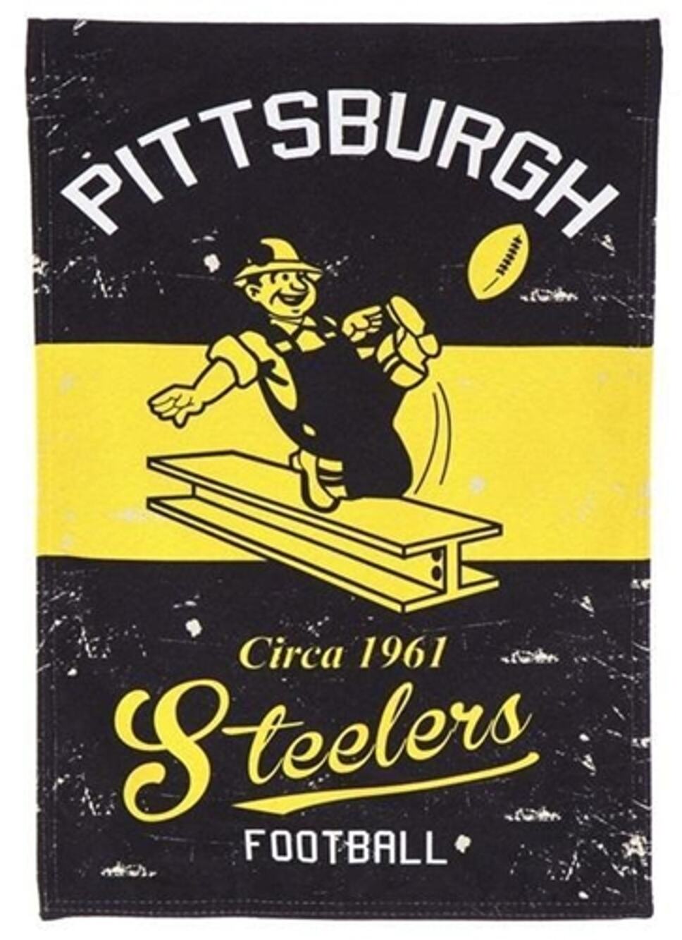 Pittsburgh Steelers Banner Flag NFL 28"x 44" Vintage Linen 2-Sided New Black